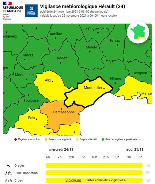 Lire la suite à propos de l’article Vigilance Jaune Hérault