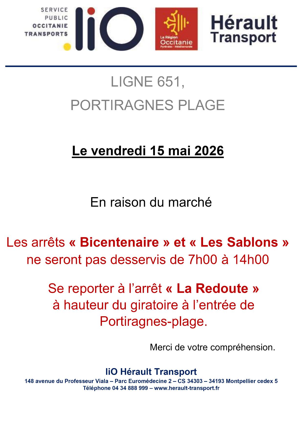 You are currently viewing 𝗜𝗡𝗙𝗢𝗥𝗠𝗔𝗧𝗜𝗢𝗡 𝗛É𝗥𝗔𝗨𝗟𝗧 𝗧𝗥𝗔𝗡𝗦𝗣𝗢𝗥𝗧 I Marché diurne du 15 mai 2026